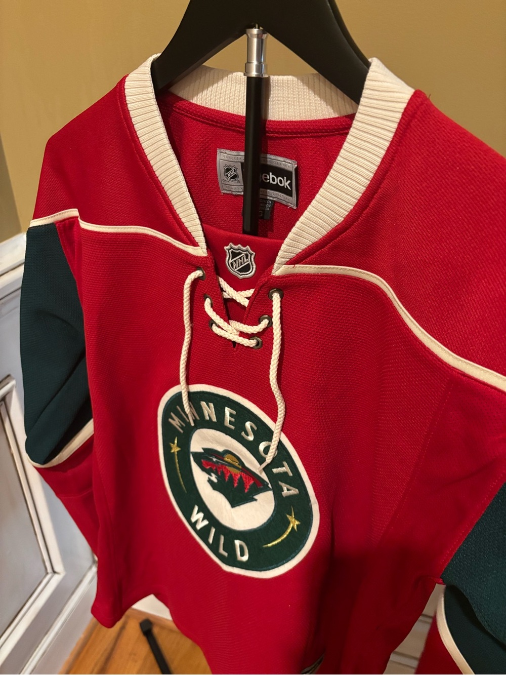 NHL Reebok Minnesota Wild Red and Green Hockey Jersey